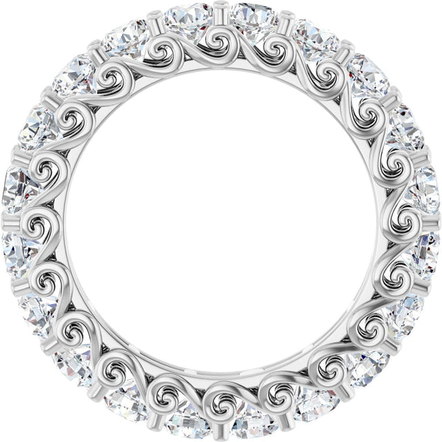 14K Gold Round Natural Diamond Sculptural Eternity Band - 3mm Stones - White Gold - view 2