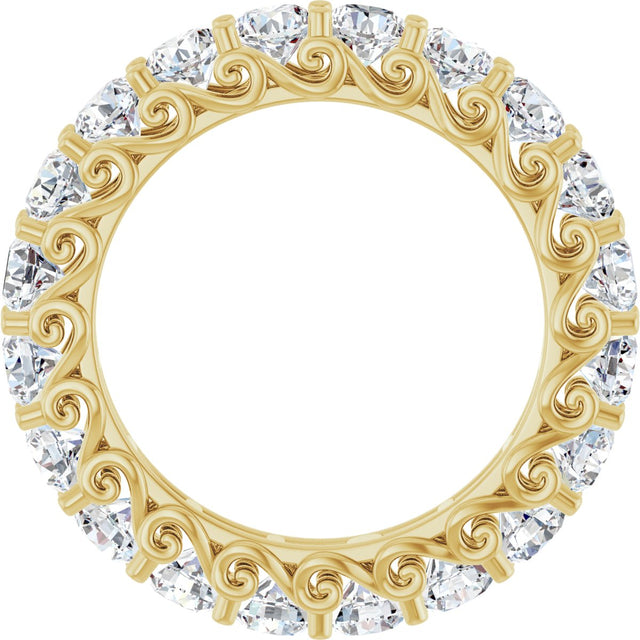 14K Gold Round Natural Diamond Sculptural Eternity Band - 3mm Stones - Yellow Gold - view 2