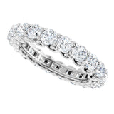 14K Gold Round Natural Diamond Sculptural Eternity Band - 3mm Stones - White Gold - view 5