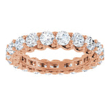 14K Gold Round Natural Diamond Sculptural Eternity Band - 3mm Stones - Rose Gold - view 3