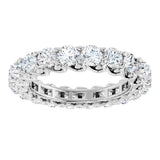 14K Gold Round Natural Diamond Sculptural Eternity Band - 3mm Stones - White Gold - view 3