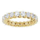 14K Gold Round Natural Diamond Sculptural Eternity Band - 3mm Stones - Yellow Gold - view 3