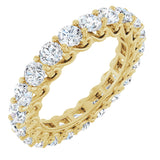 14K Gold Round Natural Diamond Sculptural Eternity Band - 3mm Stones - Yellow Gold