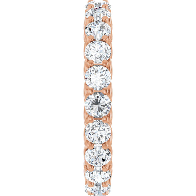 14K Gold Round Natural Diamond Sculptural Eternity Band - 3mm Stones - Rose Gold - view 4