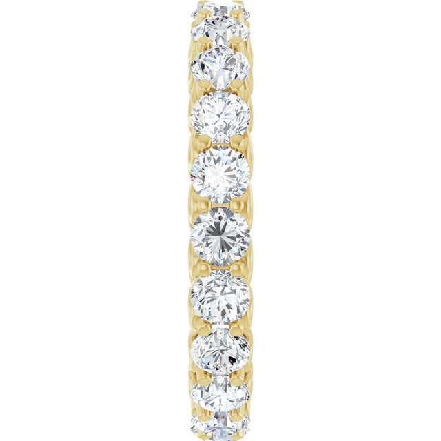 14K Gold Round Natural Diamond Sculptural Eternity Band - 3mm Stones - Yellow Gold - view 4