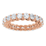 14K Gold Round Natural Diamond Sculptural Eternity Band - 3mm Stones - Rose Gold - view 3