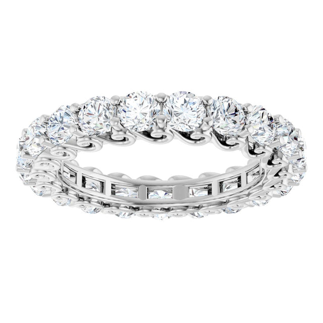 14K Gold Round Natural Diamond Sculptural Eternity Band - 3mm Stones - White Gold - view 3