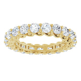 14K Gold Round Natural Diamond Sculptural Eternity Band - 3mm Stones - Yellow Gold - view 3