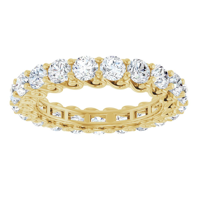 14K Gold Round Natural Diamond Sculptural Eternity Band - 3mm Stones - Yellow Gold - view 3