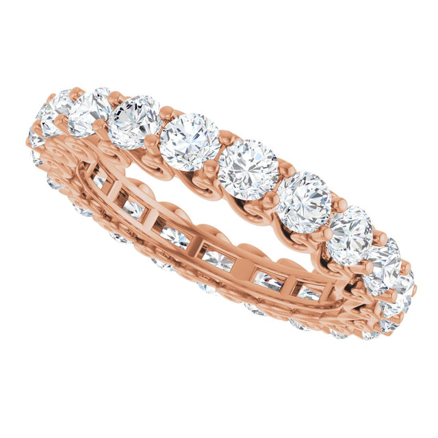 14K Gold Round Natural Diamond Sculptural Eternity Band - 3mm Stones - Rose Gold - view 5