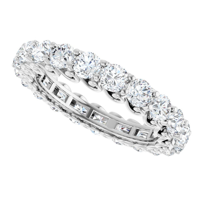 14K Gold Round Natural Diamond Sculptural Eternity Band - 3mm Stones - White Gold - view 5