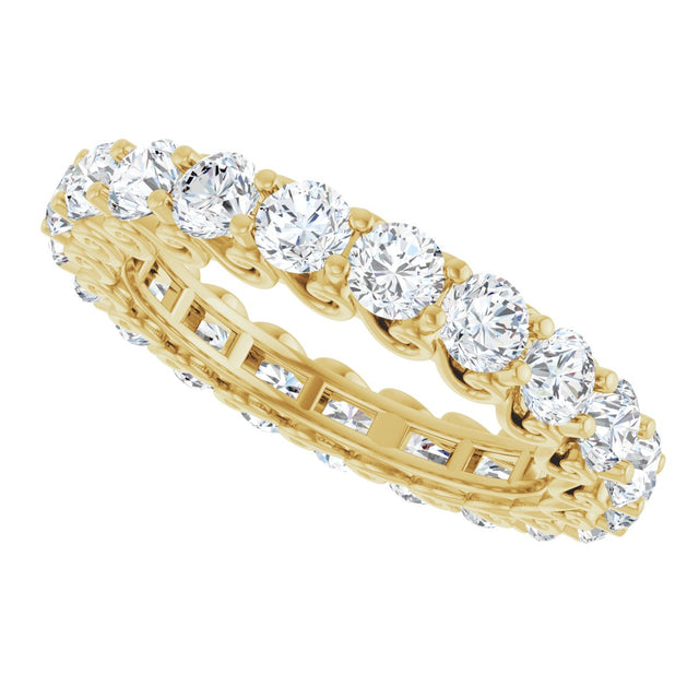 14K Gold Round Natural Diamond Sculptural Eternity Band - 3mm Stones - Yellow Gold - view 5