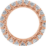 14K Gold Round Natural Diamond Sculptural Eternity Band - 3mm Stones - Rose Gold - view 2