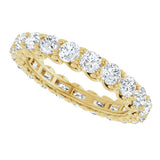 14K Gold Round Natural Diamond Sculptural Eternity Band - 3mm Stones - Yellow Gold - view 5