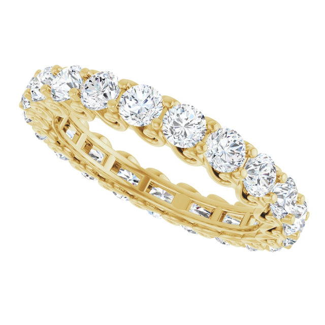 14K Gold Round Natural Diamond Sculptural Eternity Band - 3mm Stones - Yellow Gold - view 5