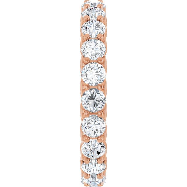 14K Gold Round Natural Diamond Sculptural Eternity Band - 3mm Stones - Rose Gold - view 4