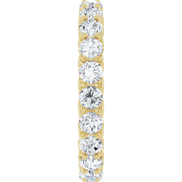 14K Gold Round Natural Diamond Sculptural Eternity Band - 3mm Stones - Yellow Gold - view 4