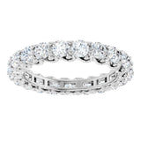 14K Gold Round Natural Diamond Sculptural Eternity Band - 3mm Stones - White Gold - view 3