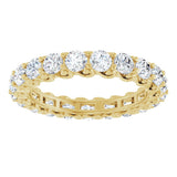 14K Gold Round Natural Diamond Sculptural Eternity Band - 3mm Stones - Yellow Gold - view 3