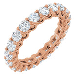 14K Gold Round Natural Diamond Sculptural Eternity Band - 3mm Stones - Rose Gold