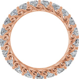 14K Gold Round Natural Diamond Sculptural Eternity Band - 3mm Stones - Rose Gold - view 2