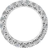 14K Gold Round Natural Diamond Sculptural Eternity Band - 3mm Stones - White Gold - view 2