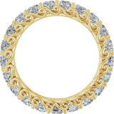 14K Gold Round Natural Diamond Sculptural Eternity Band - 3mm Stones - Yellow Gold - view 2