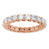 14K Gold Round Natural Diamond Sculptural Eternity Band - 3mm Stones - Rose Gold - view 3