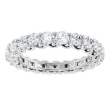 14K Gold Round Natural Diamond Sculptural Eternity Band - 3mm Stones - White Gold - view 3