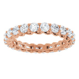 14K Gold Round Natural Diamond Sculptural Eternity Band - 3mm Stones - Rose Gold - view 3
