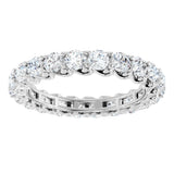 14K Gold Round Natural Diamond Sculptural Eternity Band - 3mm Stones - White Gold - view 3