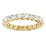 14K Gold Round Natural Diamond Sculptural Eternity Band - 3mm Stones - Yellow Gold - view 3
