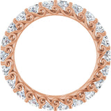 14K Gold Round Natural Diamond Sculptural Eternity Band - 3mm Stones - Rose Gold - view 2