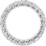 14K Gold Round Natural Diamond Sculptural Eternity Band - 3mm Stones - White Gold - view 2