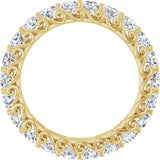 14K Gold Round Natural Diamond Sculptural Eternity Band - 3mm Stones - Yellow Gold - view 2