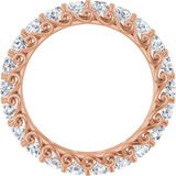 14K Gold Round Natural Diamond Sculptural Eternity Band - 3mm Stones - Rose Gold - view 2