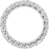 14K Gold Round Natural Diamond Sculptural Eternity Band - 3mm Stones - White Gold - view 2