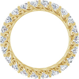 14K Gold Round Natural Diamond Sculptural Eternity Band - 3mm Stones - Yellow Gold - view 2