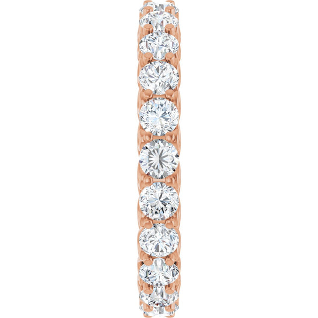 14K Gold Round Natural Diamond Sculptural Eternity Band - 3mm Stones - Rose Gold - view 4