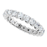 14K Gold Round Natural Diamond Sculptural Eternity Band - 3mm Stones - White Gold - view 5