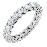14K Gold Round Natural Diamond Sculptural Eternity Band - 3mm Stones - White Gold
