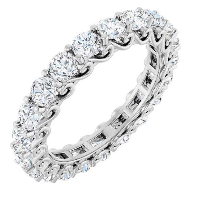 14K Gold Round Natural Diamond Sculptural Eternity Band - 3mm Stones - White Gold