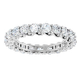 14K Gold Round Natural Diamond Sculptural Eternity Band - 3mm Stones - White Gold - view 3