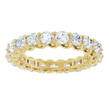 14K Gold Round Natural Diamond Sculptural Eternity Band - 3mm Stones - Yellow Gold - view 3