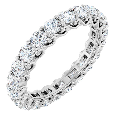Platinum Round Natural Diamond Sculptural Eternity Band - 3mm Stones