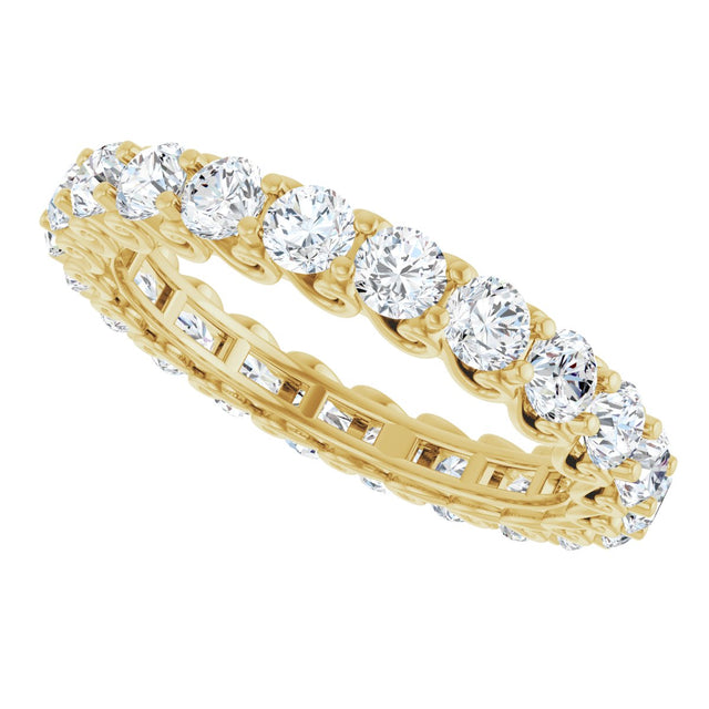 14K Gold Round Natural Diamond Sculptural Eternity Band - 3mm Stones - Yellow Gold - view 5