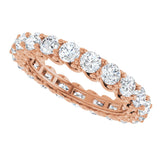 14K Gold Round Natural Diamond Sculptural Eternity Band - 3mm Stones - Rose Gold - view 5