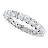 14K Gold Round Natural Diamond Sculptural Eternity Band - 3mm Stones - White Gold - view 5