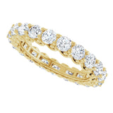14K Gold Round Natural Diamond Sculptural Eternity Band - 3mm Stones - Yellow Gold - view 5