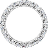 14K Gold Round Natural Diamond Sculptural Eternity Band - 3mm Stones - White Gold - view 2